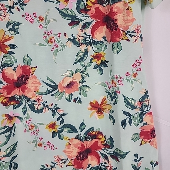 NEW Viamor Women's Mint Watercolor Floral Short Sleeve Dress w/ Pockets Sz M - Picture 4 of 9